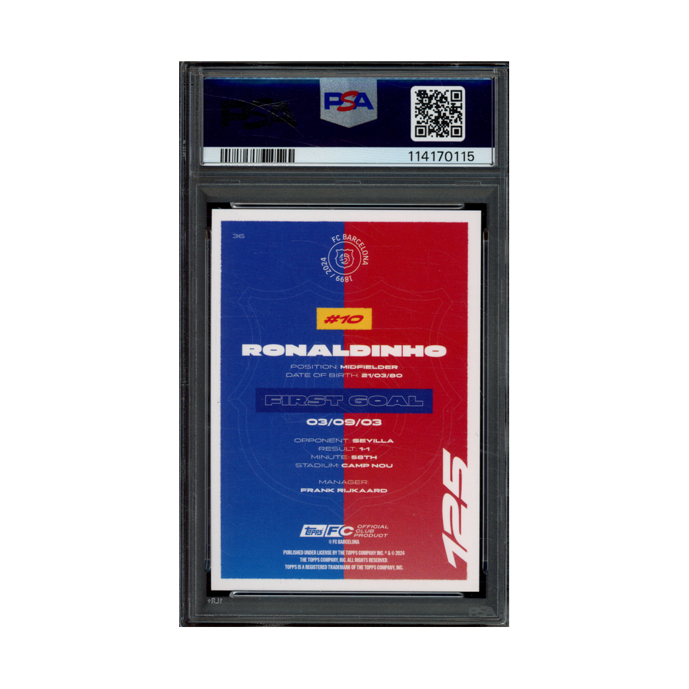 Ronaldinho 2024-25 Topps FCB Team Set Red /5 PSA 9