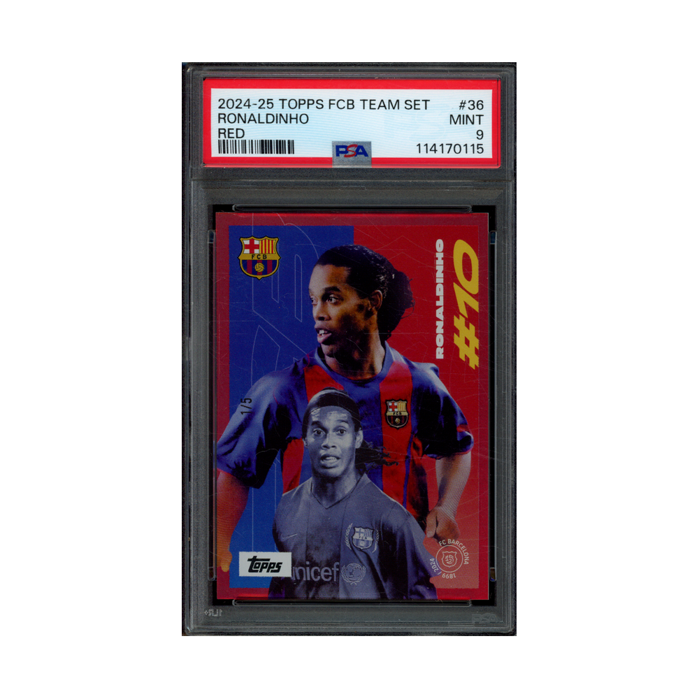 Ronaldinho 2024-25 Topps FCB Team Set Red /5 PSA 9