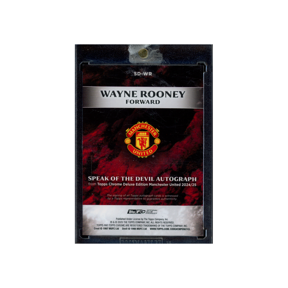 Wayne Rooney 2025 Topps Chrome Manchester United Deluxe Edition Speak of the Devil Auto Black Refractor /10