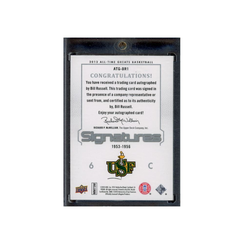 Bill Russell 2013 Upper Deck All-Time Greats Signatures Auto /5