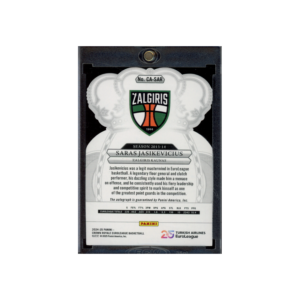Saras Jasikevicius 2024-25 Panini Crown Royale Euroleague Basketball Auto /25