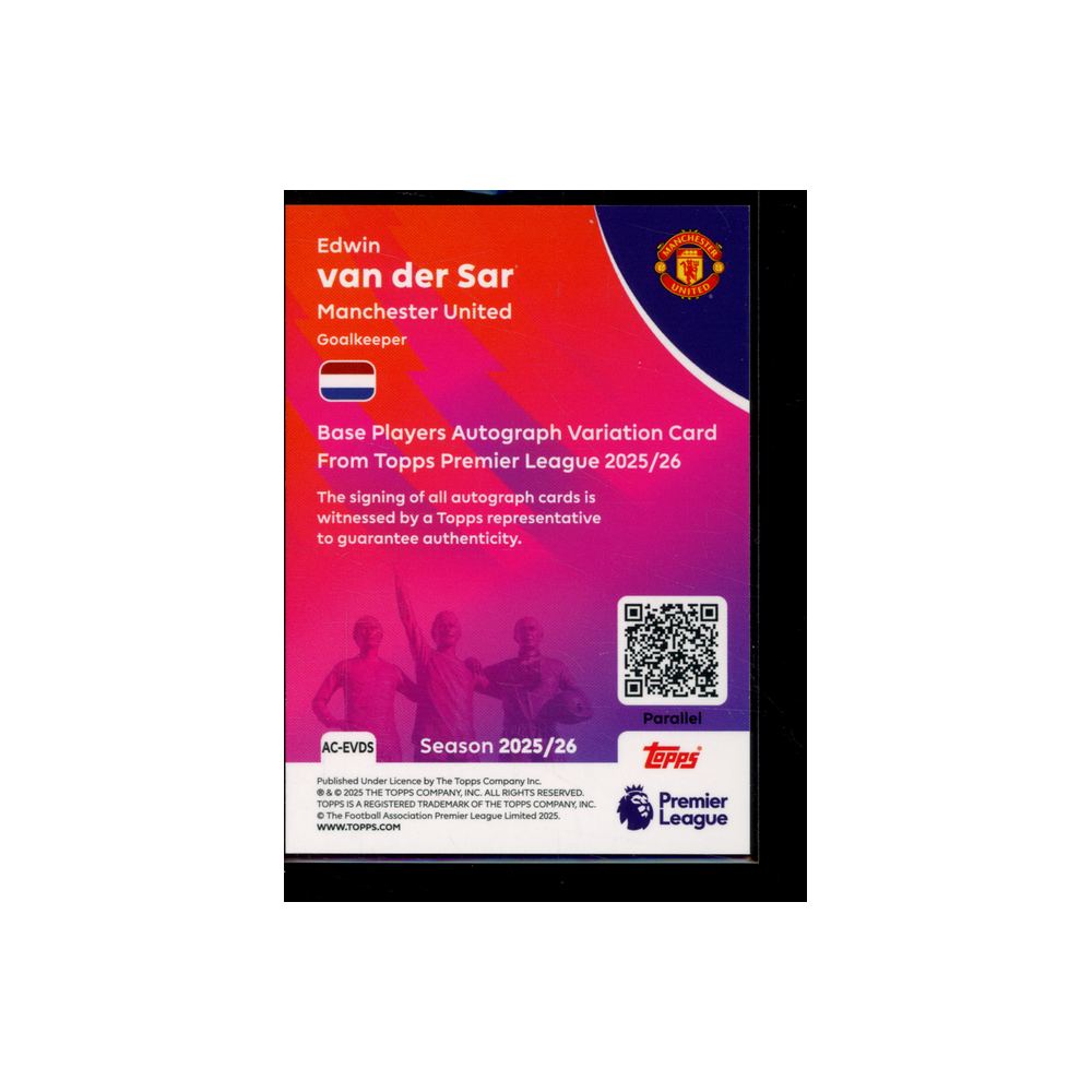 Edwin van der Sar Topps PL Base Player Variation Auto Black /10