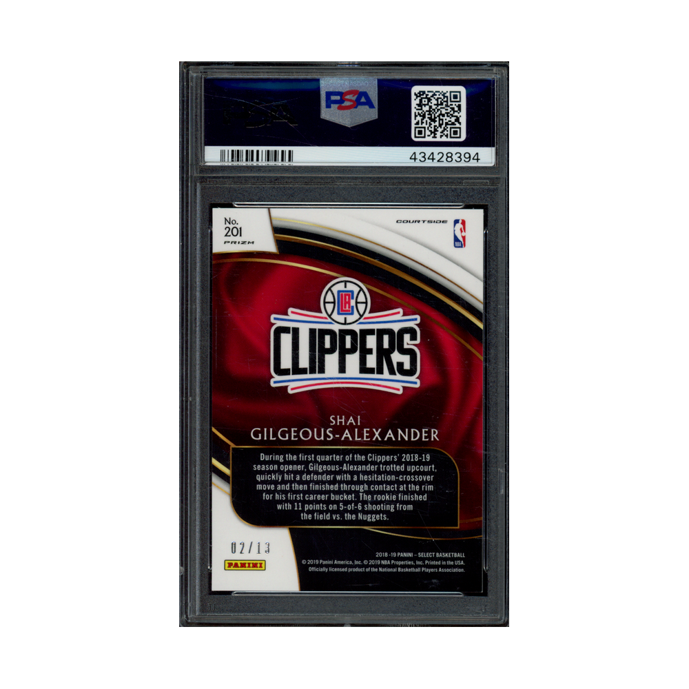 Shai Gilgeous-Alexander 2018 Panini Select Basketball Neon Orange Pulsar Courtside Rookie /13 PSA 10