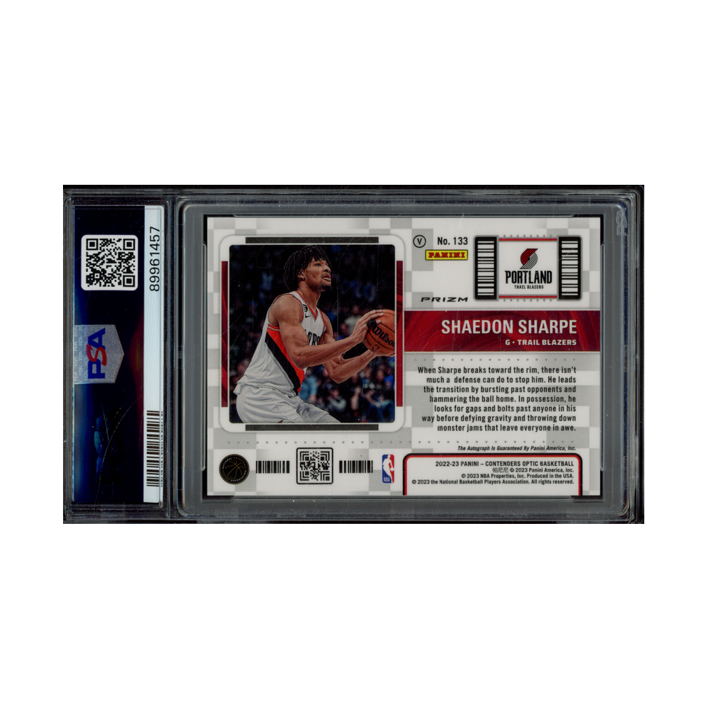 Shaedon Sharpe 2022 Panini Contenders Optic Basketball Rookie Ticket Variation Auto PSA 10