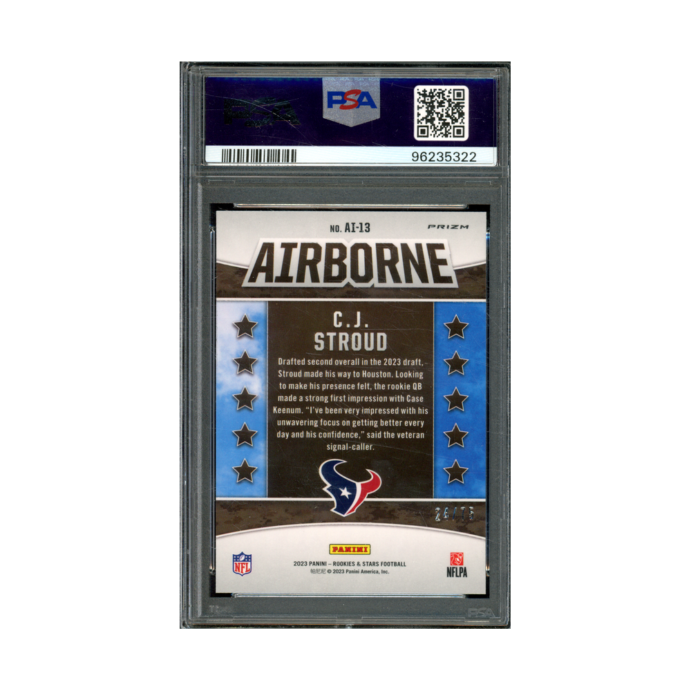 CJ Stroud 2023 Panini Rookies & Stars Football Airborne Rookie Pink /75 PSA 10