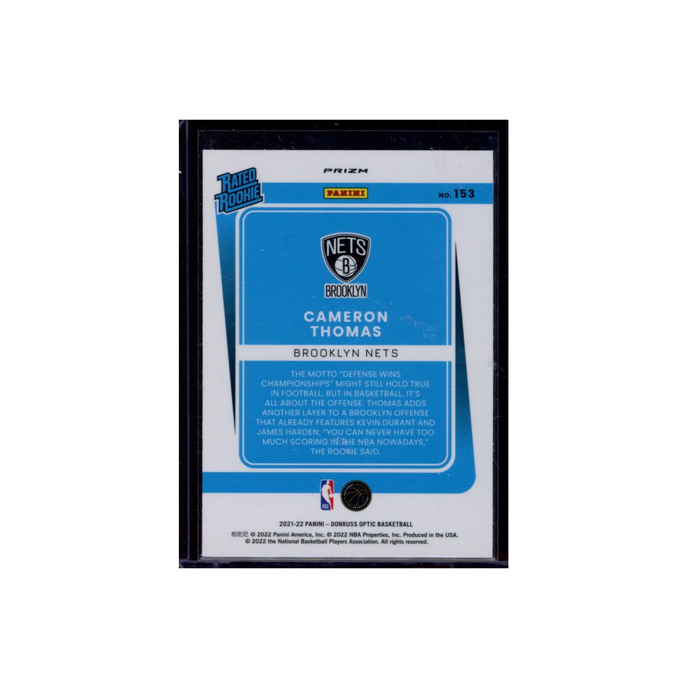 Cameron Thomas 2021-22 Panini Conruss Optic Basketball Rated Rookie Blue Velocity