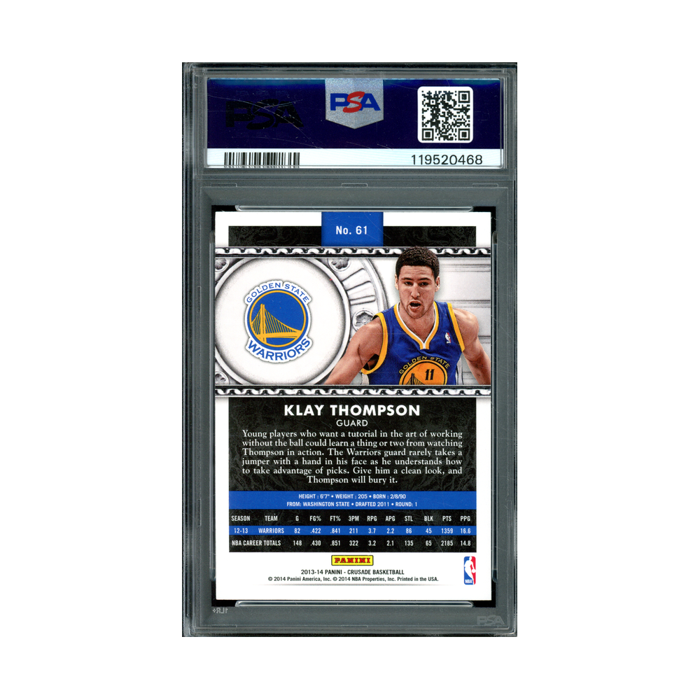 Klay Thompson 2013 Panini Crusade Basketball Gold Rookie /10 PSA 10