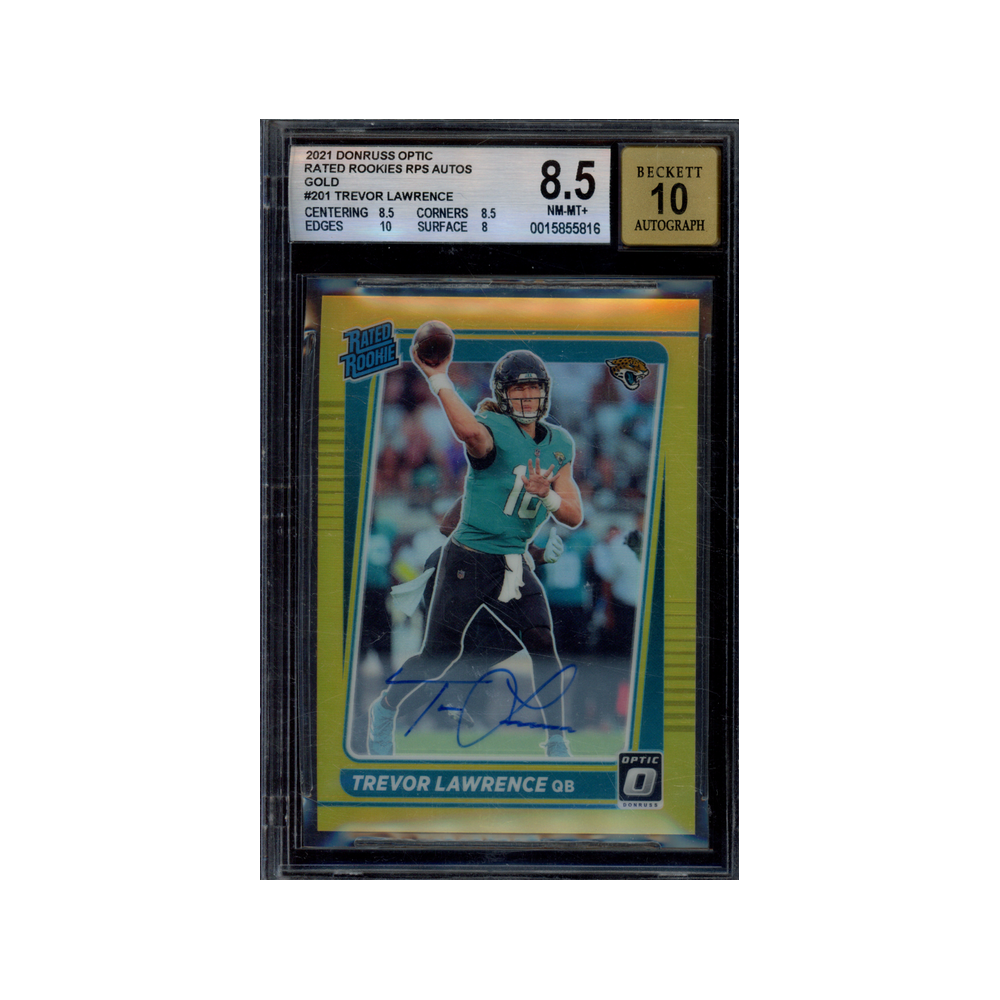Trevor Lawrence 2021 Panini Donruss Optic Football Rated Rookie Auto Gold /10 BGS 8.5/10