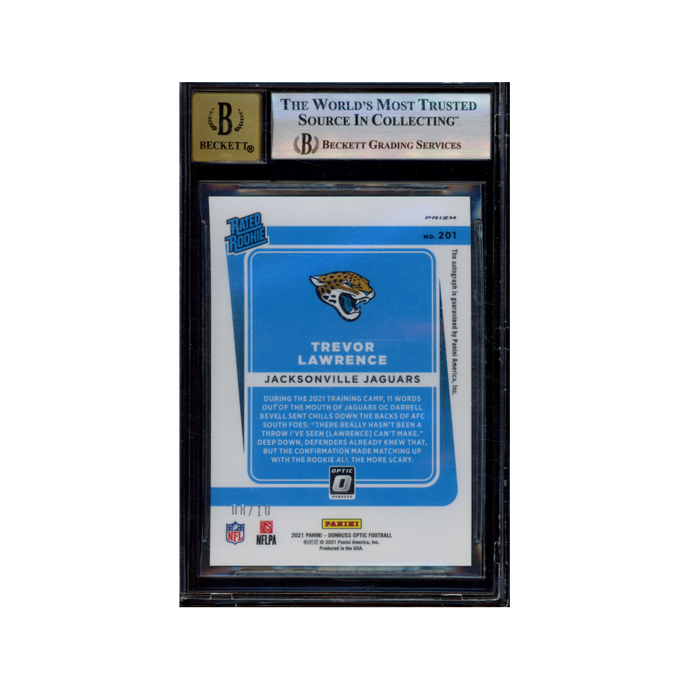 Trevor Lawrence 2021 Panini Donruss Optic Football Rated Rookie Auto Gold /10 BGS 8.5/10