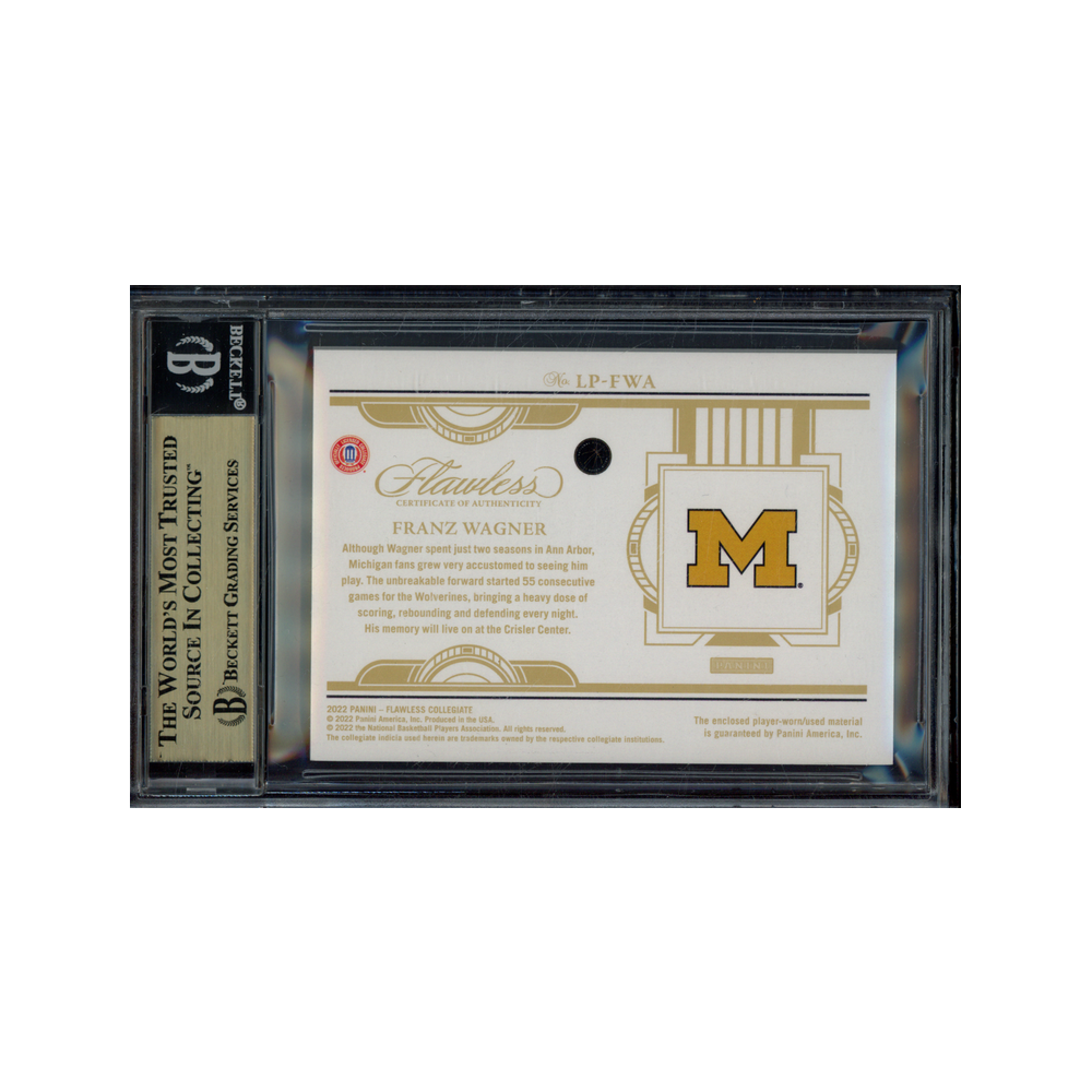 Franz Wagner 2022-23 Panini Flawless Collegiate Legacy Patches Gold /10 BGS 9.5