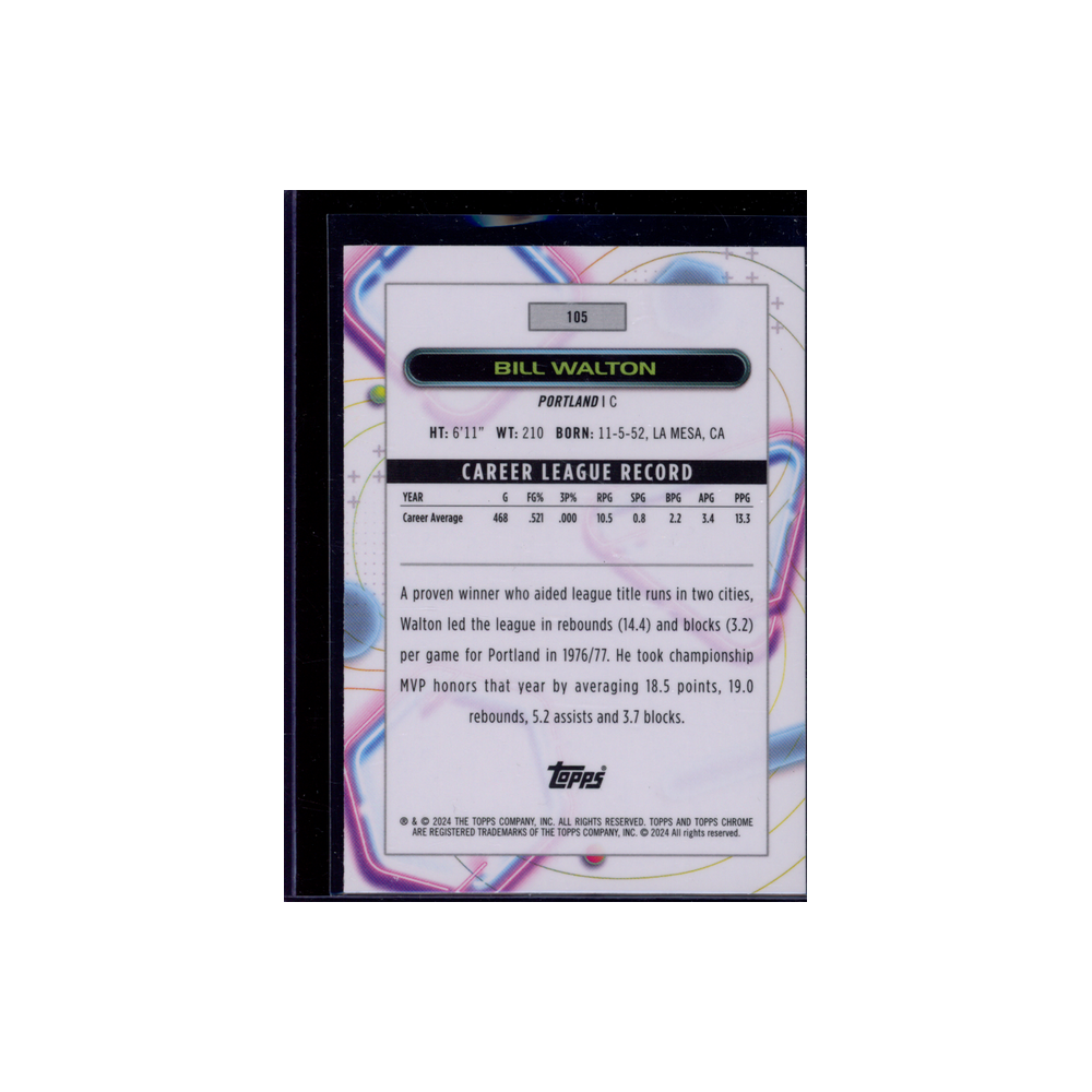 Bill Walton 2024 Topps Chrome Cosmic Green /75