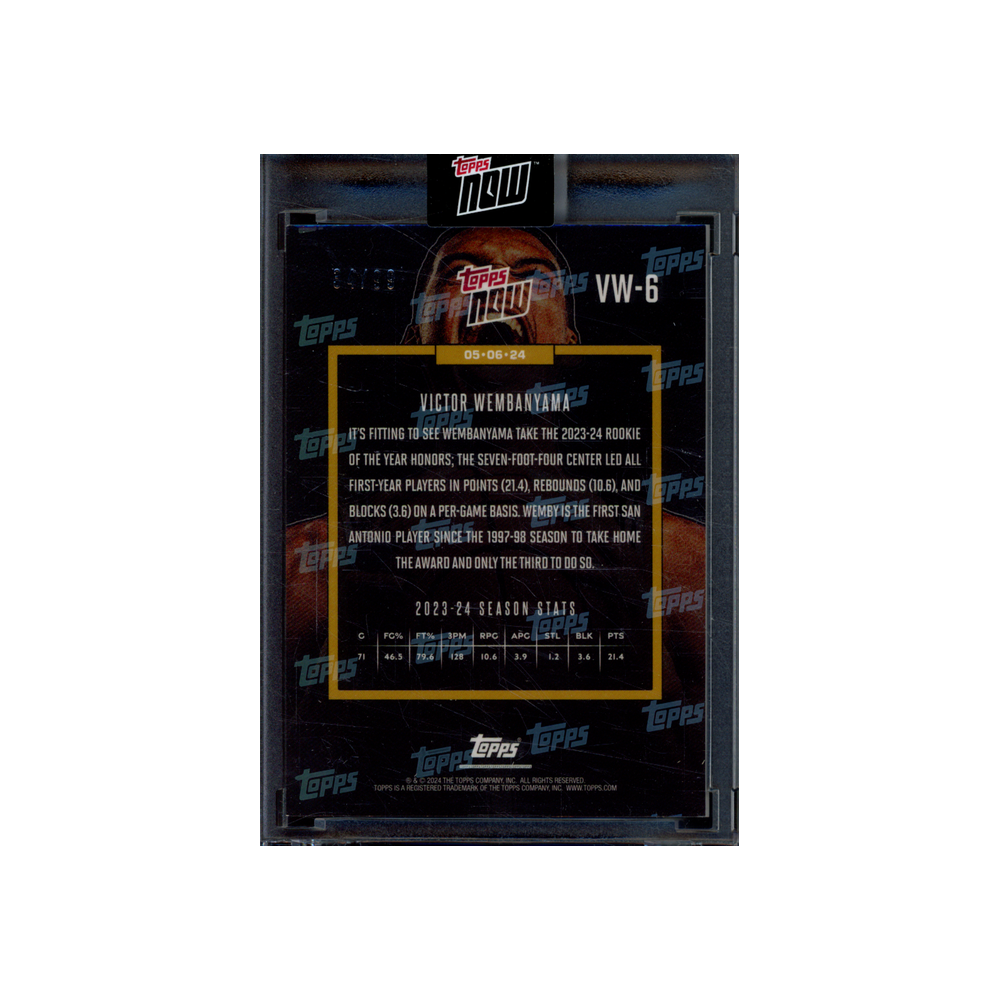 Victor Wembanyama 2024 Topps Now Rookie of the Year /99