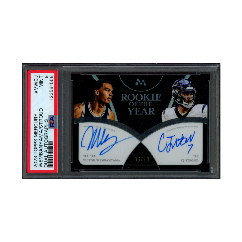 Victor Wembanyama / CJ Stroud 2023 Topps Mercury Rookie of the Year Dual Auto /10 PSA 9