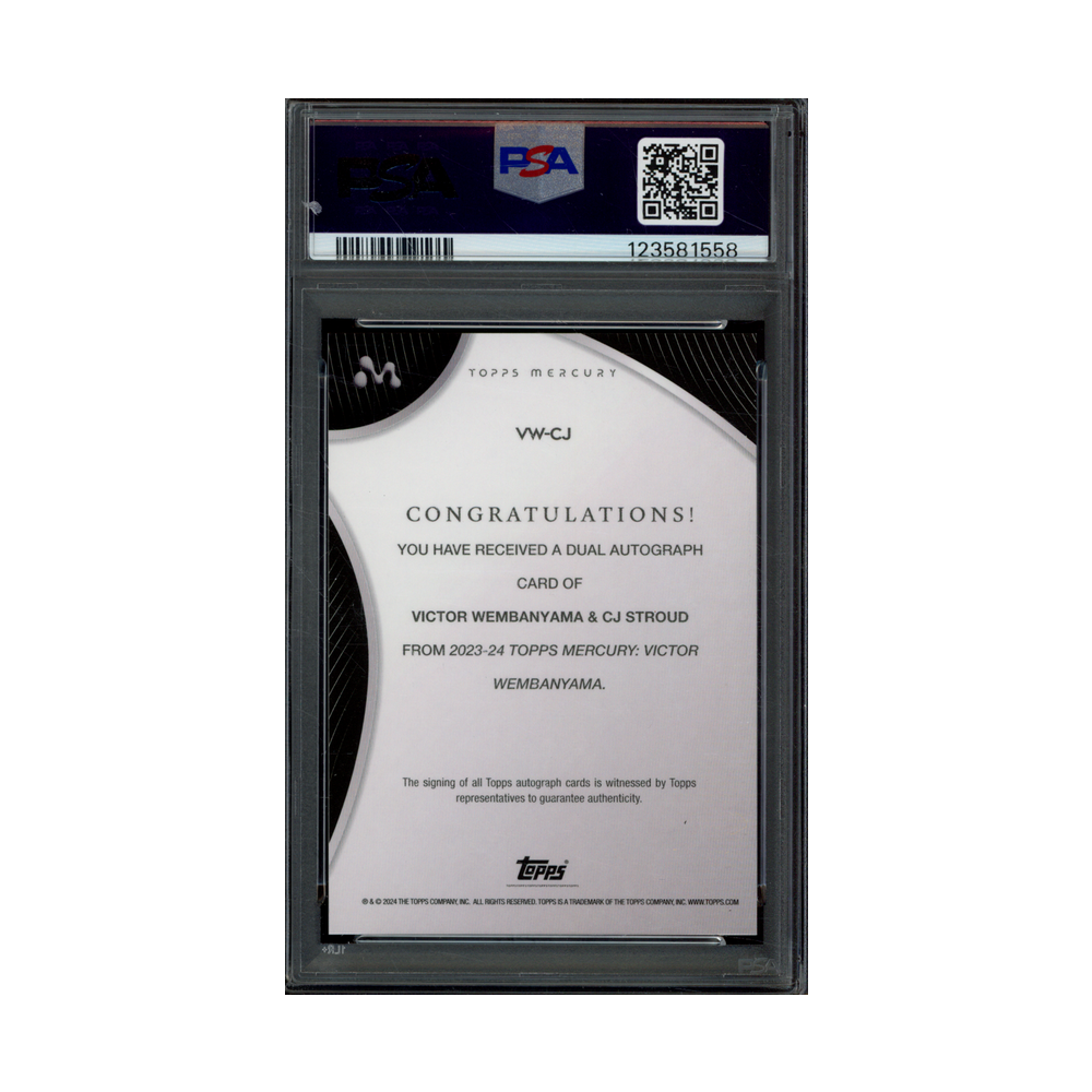 Victor Wembanyama / CJ Stroud 2023 Topps Mercury Rookie of the Year Dual Auto /10 PSA 9