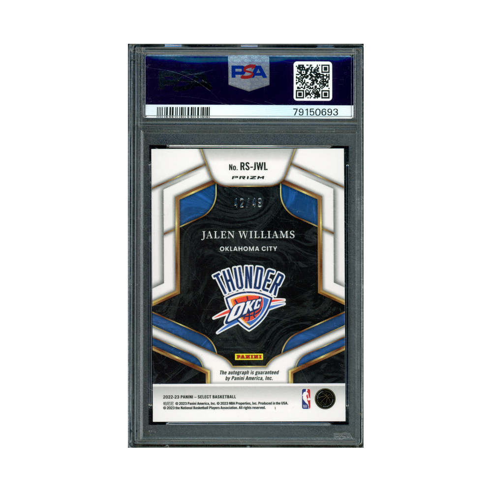 Jalen Williams 2022 Panini Select Rookie Auto Blue /49 PSA 10