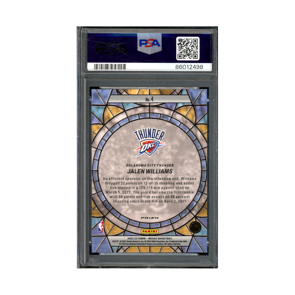 Jalen Williams 2022 Panini Mosaic Basketball Stained Glass PSA 10