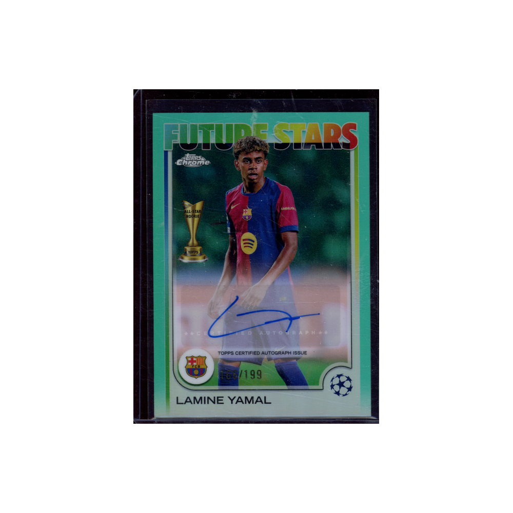 Lamine Yamal 2025 Topps Chrome Future Stars Auto Aqua /199