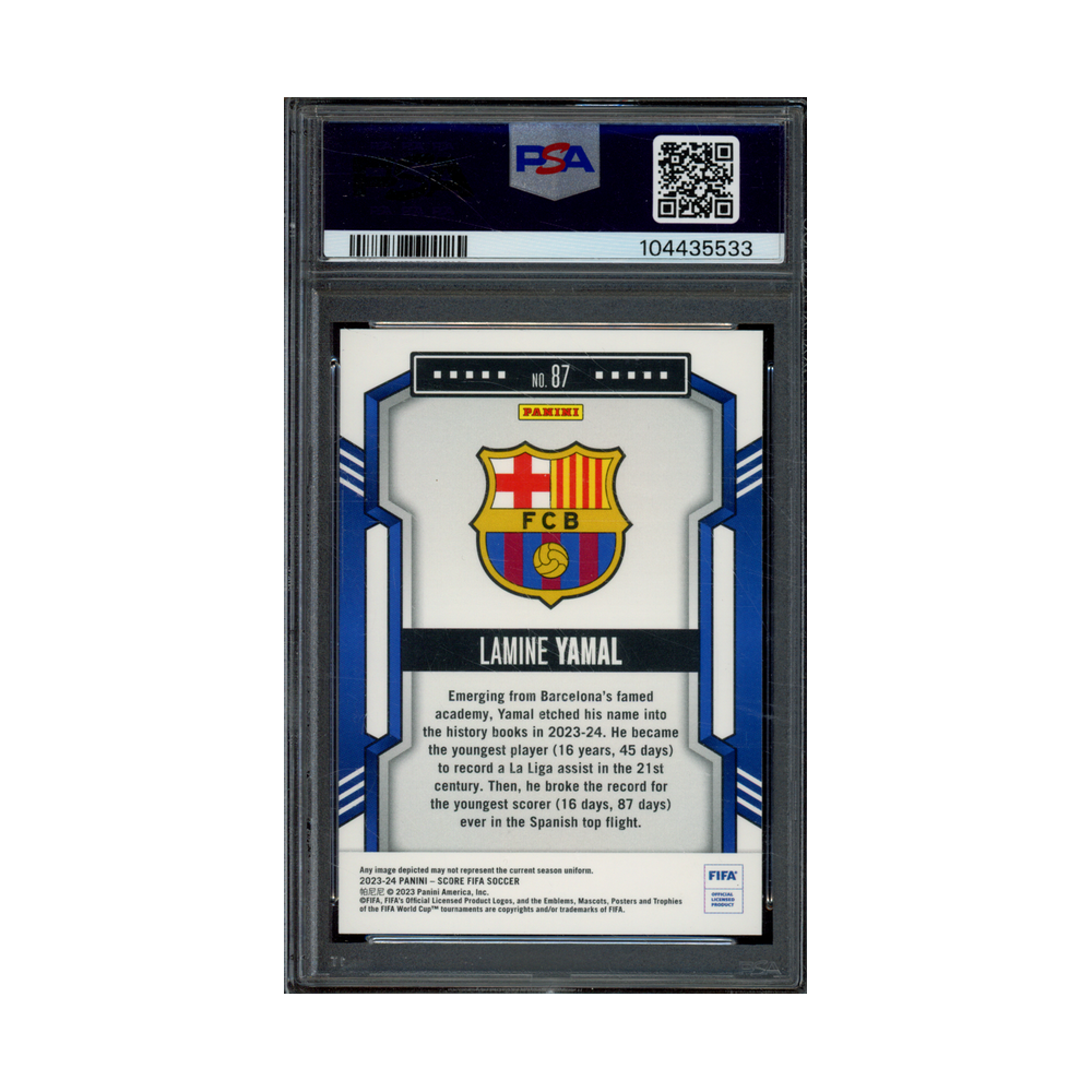 Lamine Yamal 2023-24 Panini Score Fifa Soccer Blue Lasers Rookie /50 PSA 9