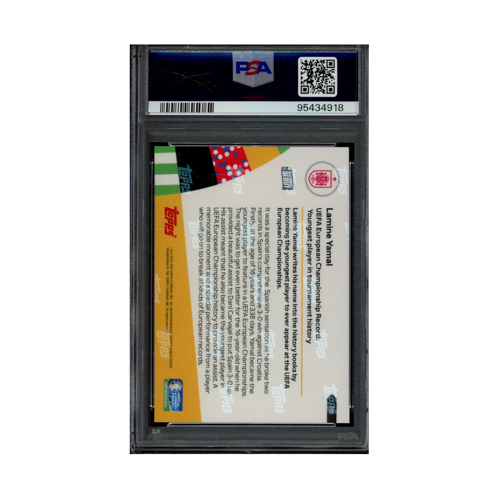 Lamine Yamal 2024 Topps Now Uefa Euro National Debut PSA 10