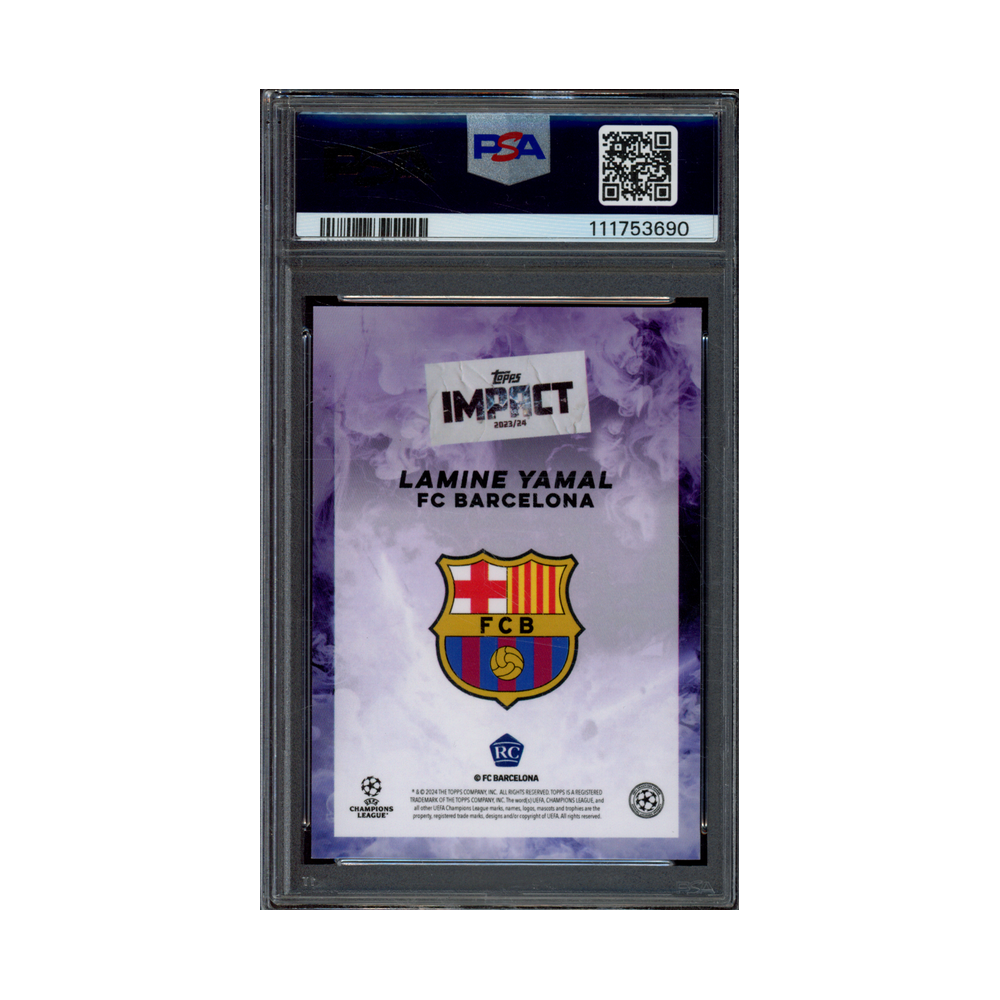 Lamine Yamal 2023-24 Topps Impact UCC Purple Rookie /49 PSA 10