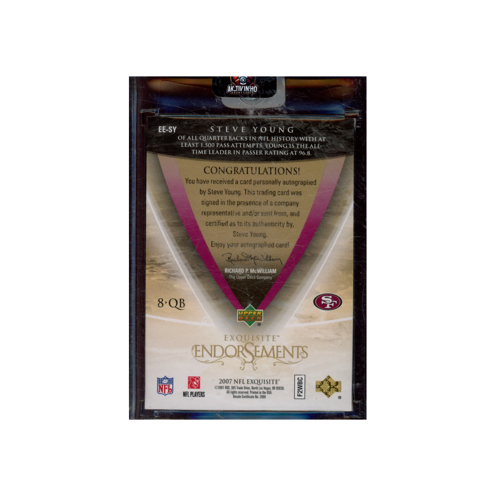 Steve Young 2007 Upper Deck NFL Exquisite Endorsements Auto /20