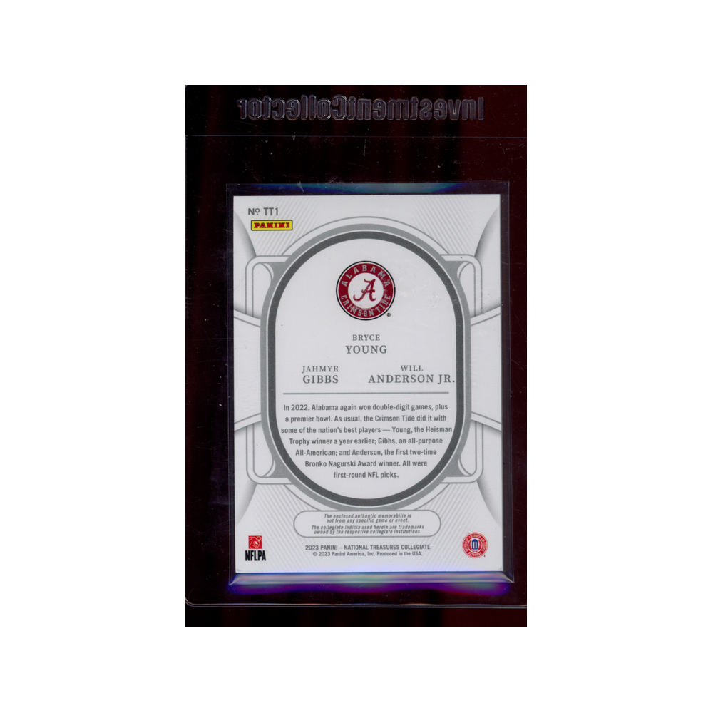 Young / Gibbs / Anderson Jr. 2023 Panini National Treasures Collegiate Football Patch /75