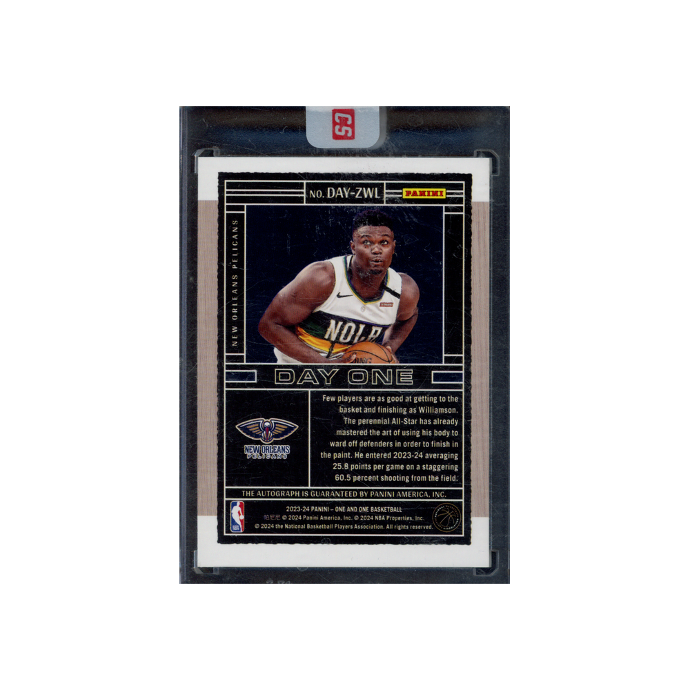 Zion Williamson 2023-24 Panini One and One Basketball Day One Auto Green /5
