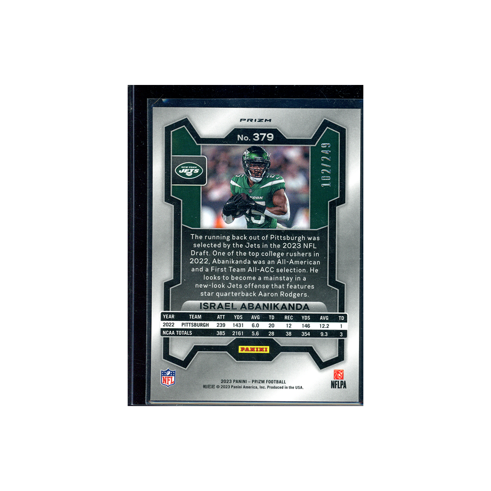 Israel Abanikanda 2023 Panini Prizm Football Orange Rookie /249