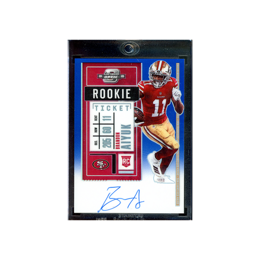 Brandon Aiyuk 2020 Panini Contenders Optic Football Rookie Ticket Blue Auto /75