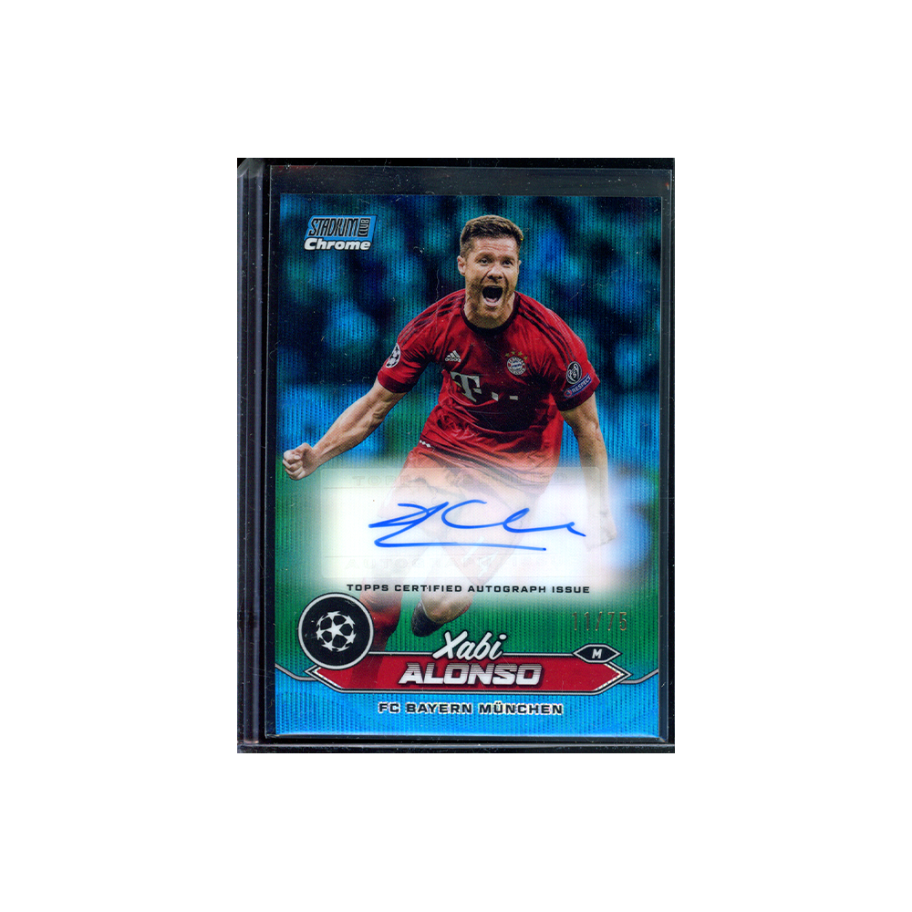 Xabi Alonso 2023-24 Topps Stadium Club Chrome UCL Auto Blue Wave Refractor /75