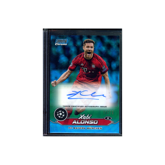 Xabi Alonso 2023-24 Topps Stadium Club Chrome UCL Auto Blue Wave Refractor /75