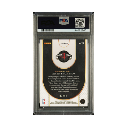 Amen Thompson 2023-24 Panini Select Basketball Neon Icon Rookie Gold /10 PSA 10