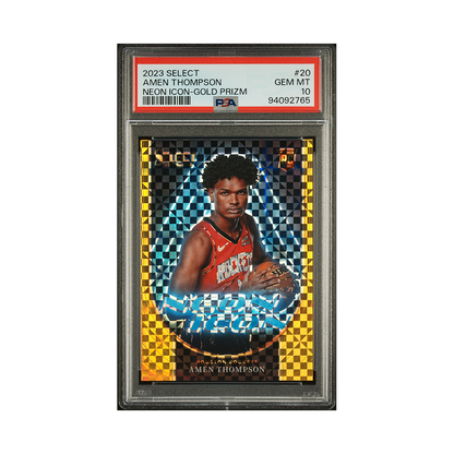 Amen Thompson 2023-24 Panini Select Basketball Neon Icon Rookie Gold /10 PSA 10