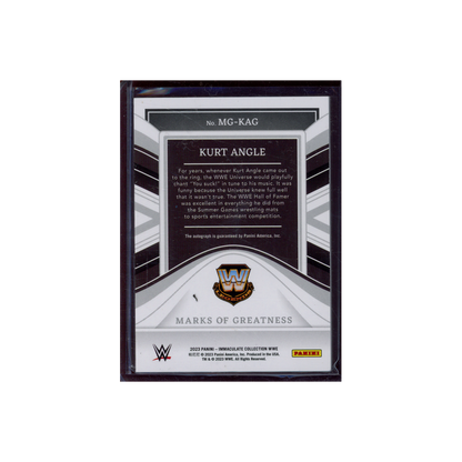 Kurt Angle 2023 Panini Immaculate Collection WWE Marks of Greatness Auto /99