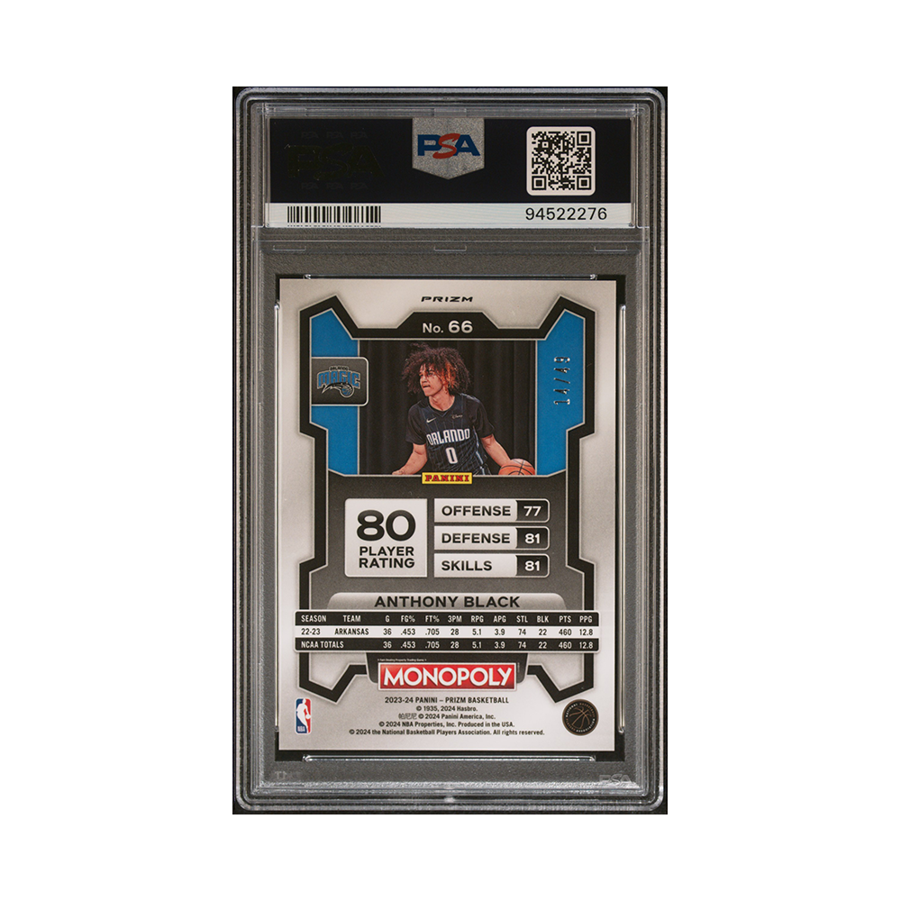 Anthony Black 2023-24 Panini Prizm Monopoly Gold Rookie /49 PSA 10