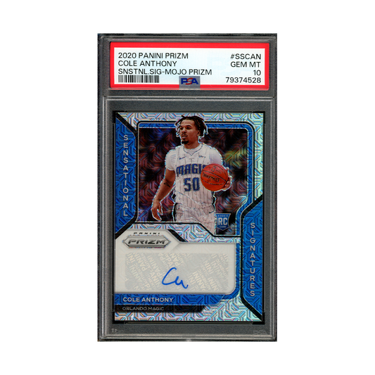 Cole Anthony 2020-21 Panini Prizm Basketball Sensational Signatures Mojo Prizm Rookie Auto /25 PSA 10