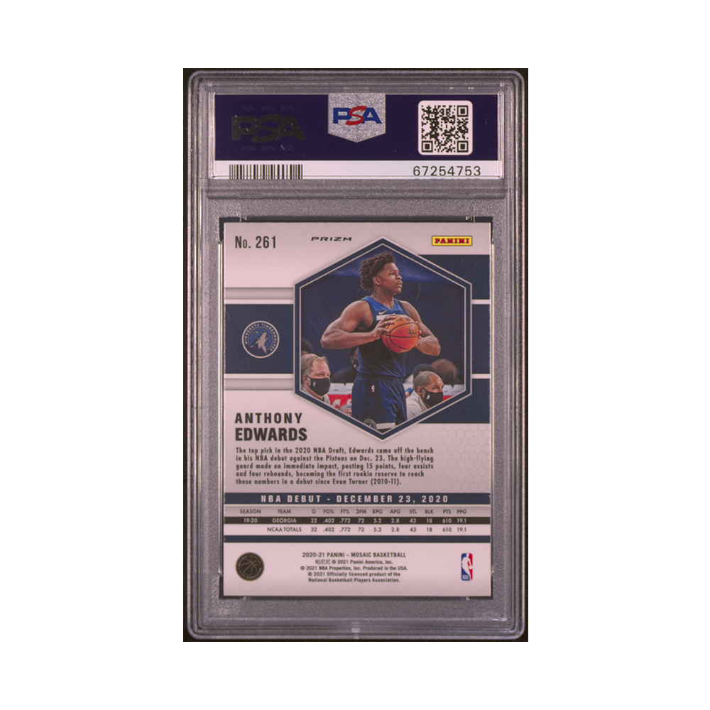 Anthony Edwards 2020-21 Panini Mosaic Basketball Genesis Rookie NBA Debut PSA 9