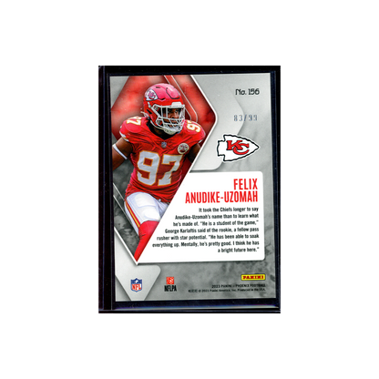 Felix Anudike-Uzomah 2023 Panini Phoenix Football Rookie Orange Seismic /99
