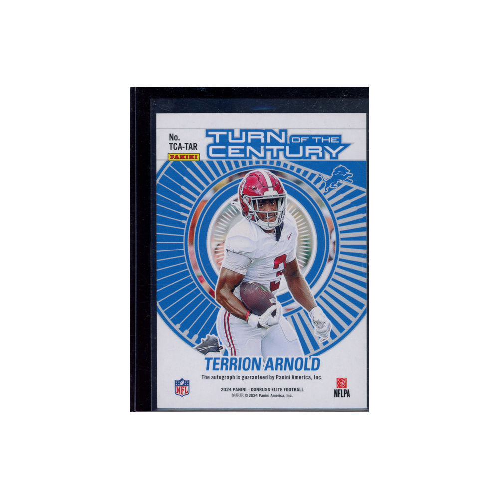 Terrion Arnold 2024 Panini Donruss Elite Football Turn of the Century Rookie Auto /499