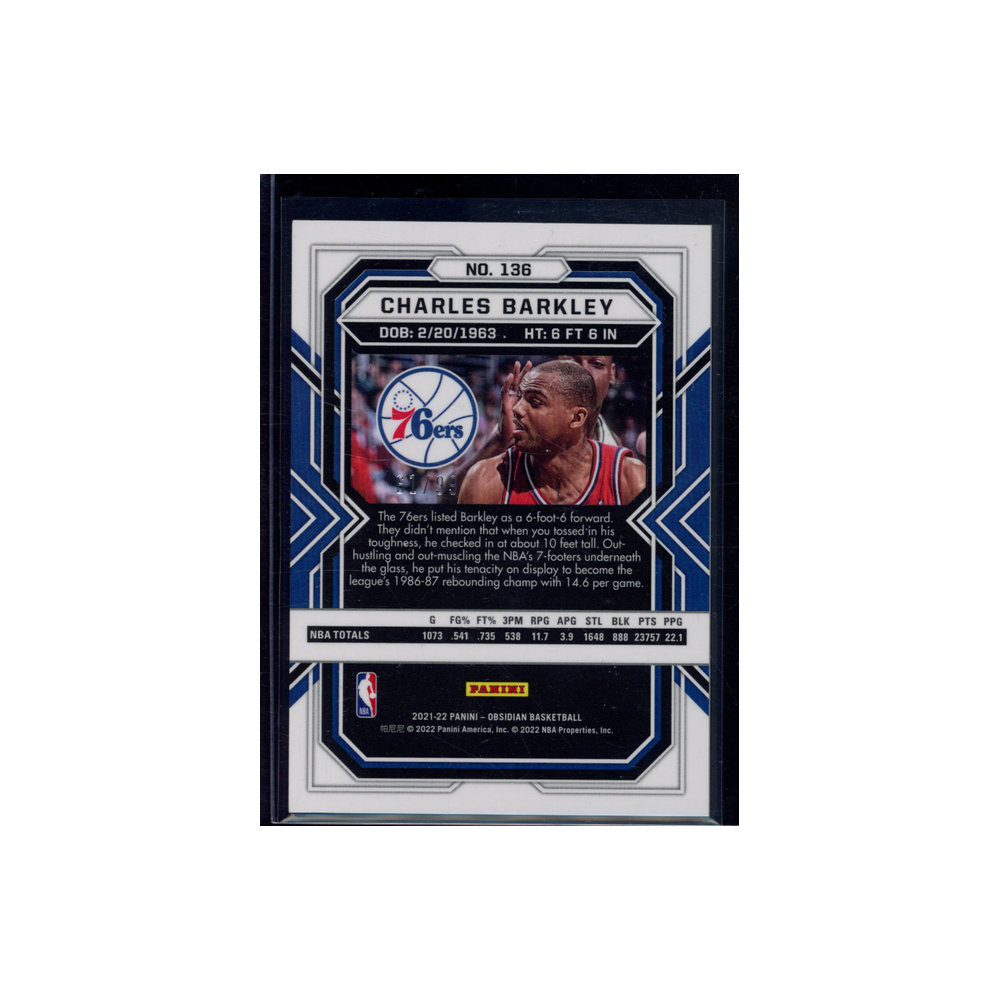 Charles Barkley 2021-22 Panini Obsidian Basketball Purple Etch /99