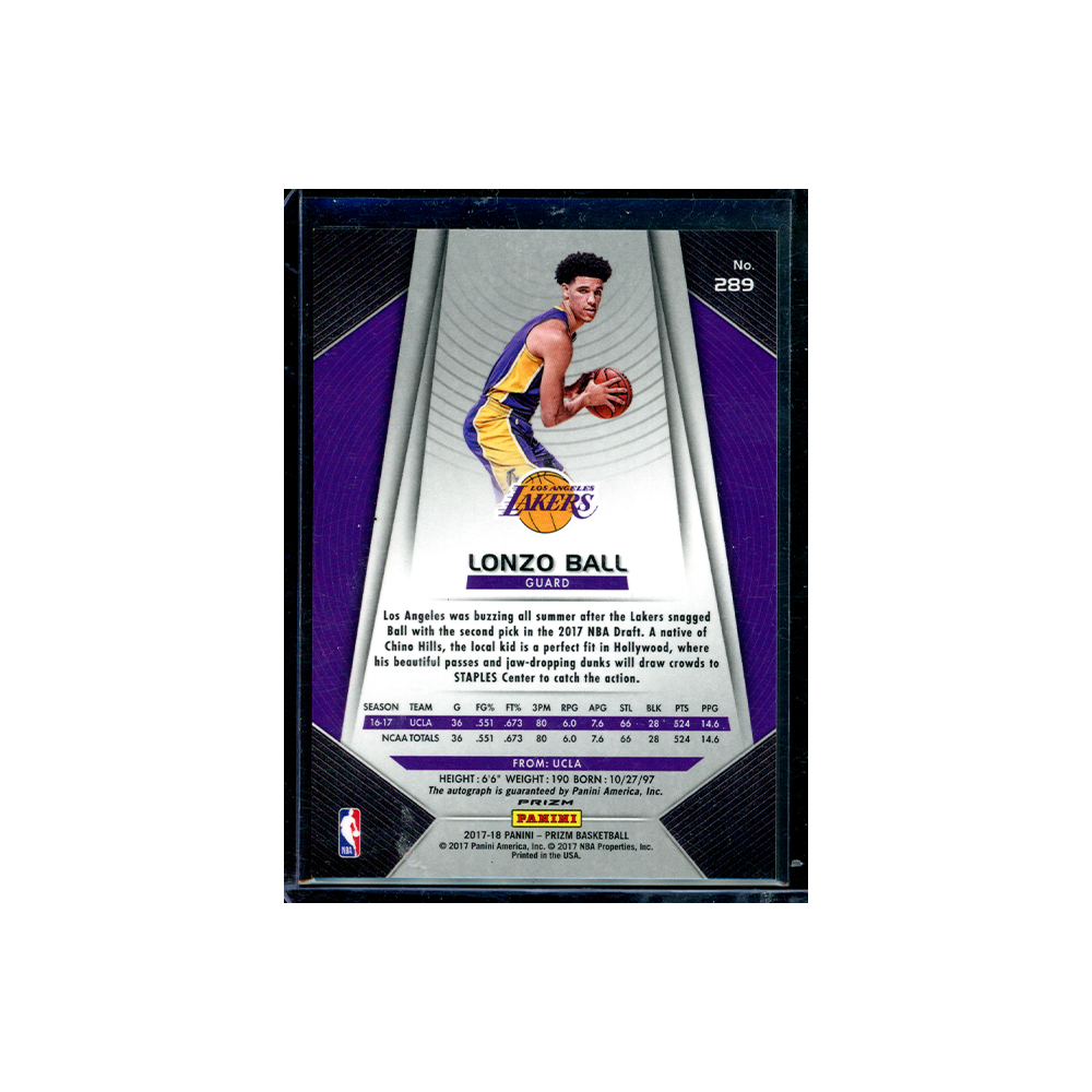 Lonzo Ball 2017-18 Panini Prizm Basketball Silver Prizm Rookie Auto