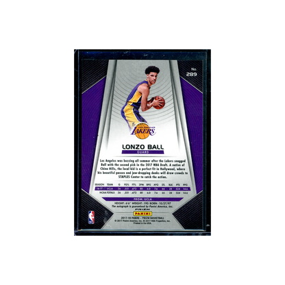 Lonzo Ball 2017-18 Panini Prizm Basketball Silver Prizm Rookie Auto