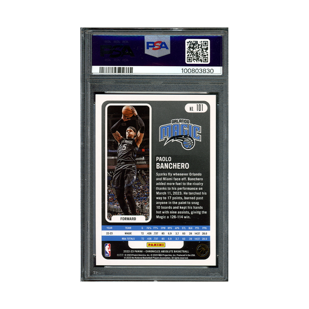 Paolo Banchero 2022 Panini Chronicles Basketball Asia Red Rookie /48 PSA 10