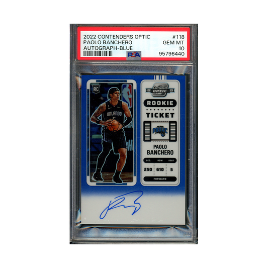 Paolo Banchero 2022-23 Panini Contenders Optic Basketball Rookie Ticket Auto Blue /49 PSA 10