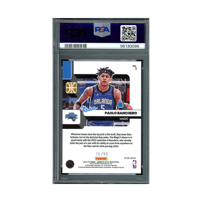 Paolo Banchero 2022-23 Panini Donruss Optic Basketball The Rookies Red & Gold Wave Rookie /99 PSA 10