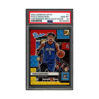 Paolo Banchero 2022-23 Panini Donruss Optic Basketball The Rookies Red & Gold Wave Rookie /99 PSA 10