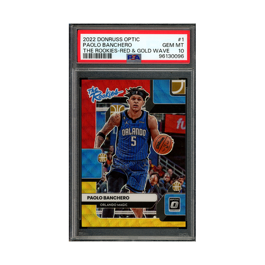 Paolo Banchero 2022-23 Panini Donruss Optic Basketball The Rookies Red & Gold Wave Rookie /99 PSA 10