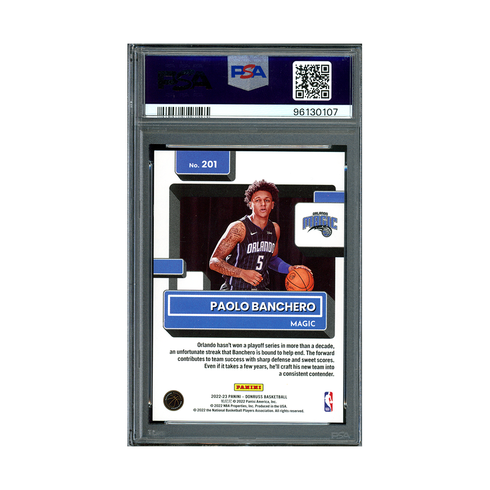 Paolo Banchero 2022-23 Panini Donruss Basketball Rated Rookie Blue Choice /49 PSA 10