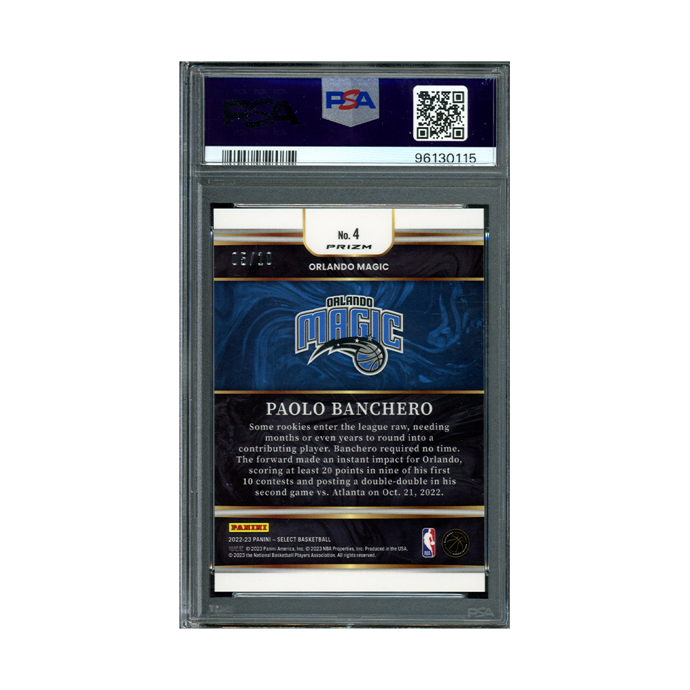 Paolo Banchero 2022-23 Panini Select Basketball Future Gold Rookie /10 PSA 8