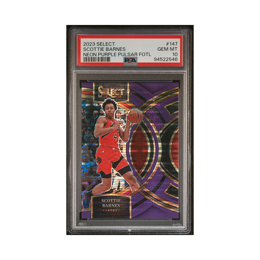 Scottie Barnes 2023-24 Panini Select Basketball Neon Purple Pulsar /5 PSA 10